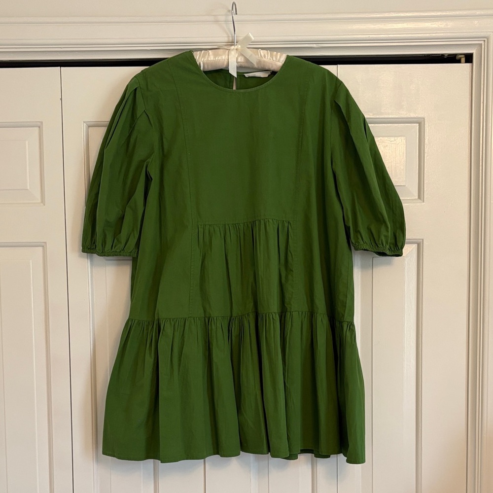 Oak + Fort Tiered Puff-Sleeve Dress